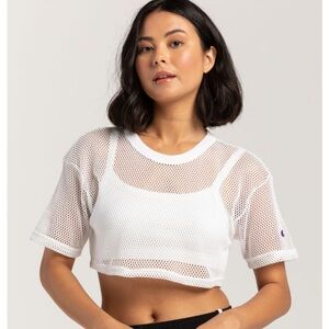 NWT Champion UO Exclusive White Mesh Crop Tee